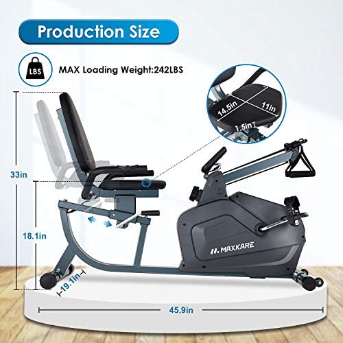 MaxKare Recumbent Exercise Bike Stationary Magnetic Indoor Cycling Bike