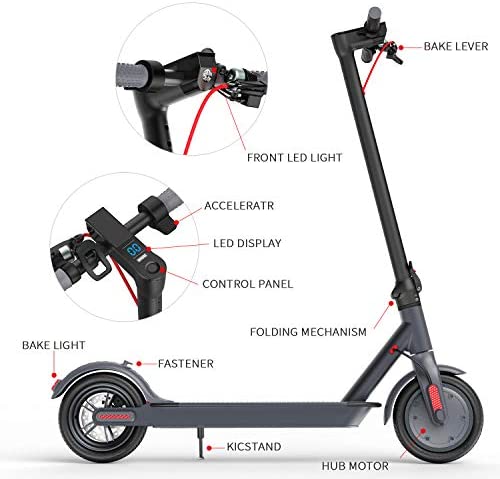 ESKUTE Electric Scooter, Powerful 350W Motor, 36V 7.5Ah 270Wh Battery, Max Speed 15 MPH, Foldable & Portable,8.5″ Non-Pneumatic Foam Filled Maintance Free Tires for Commute ES1 - Blog - 15