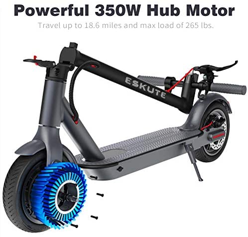 ESKUTE Electric Scooter, Powerful 350W Motor, 36V 7.5Ah 270Wh Battery, Max Speed 15 MPH, Foldable & Portable,8.5″ Non-Pneumatic Foam Filled Maintance Free Tires for Commute ES1 - Blog - 3