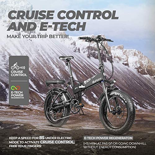 eAhora X7 Plus 750W Fat Tires Folding Electric Bike Full Suspension Hydraulic Brakes 48V Electric Bikes for Adults with Electric Lock, Power Regeneration System 8 Speed Gears, Red - Blog - 8