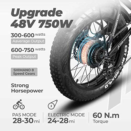 eAhora X7 Plus 750W Fat Tires Folding Electric Bike Full Suspension Hydraulic Brakes 48V Electric Bikes for Adults with Electric Lock, Power Regeneration System 8 Speed Gears, Red - Blog - 6