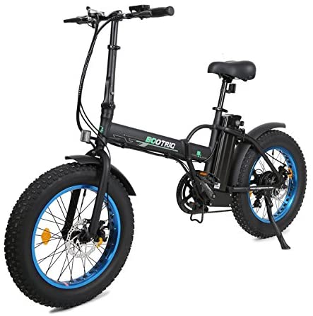 ECOTRIC Fat Tire Folding Electric Mountain Bike 36V 12Ah Removable Lithium Battery Beach Snow Bicycle 20″ Ebike 500W Electric Moped Electric Bicycles