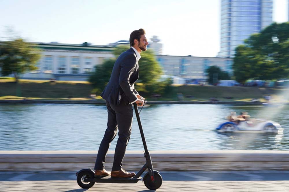 commuting with electric scooter